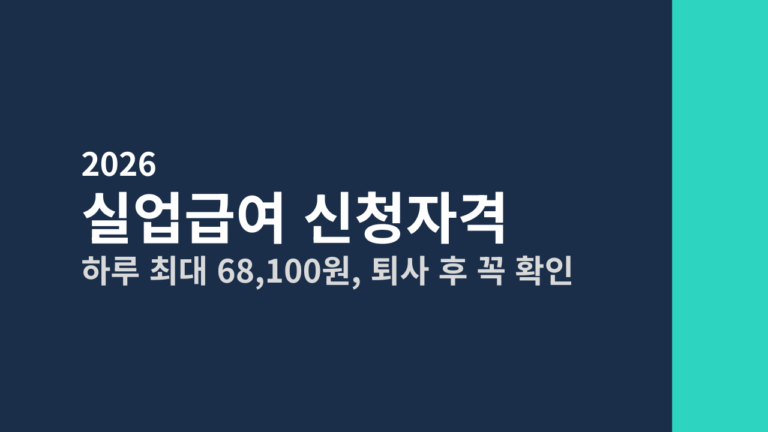 [2026] 실업급여 신청자격 총정리 (하루 최대 68,100원, 퇴사 후 꼭 확인)