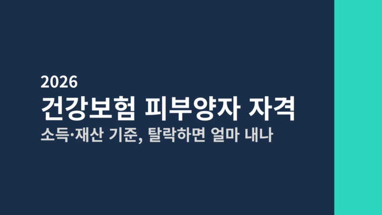 [2026] 건강보험 피부양자 자격 총정리 (소득·재산 기준, 탈락하면 얼마 내나)