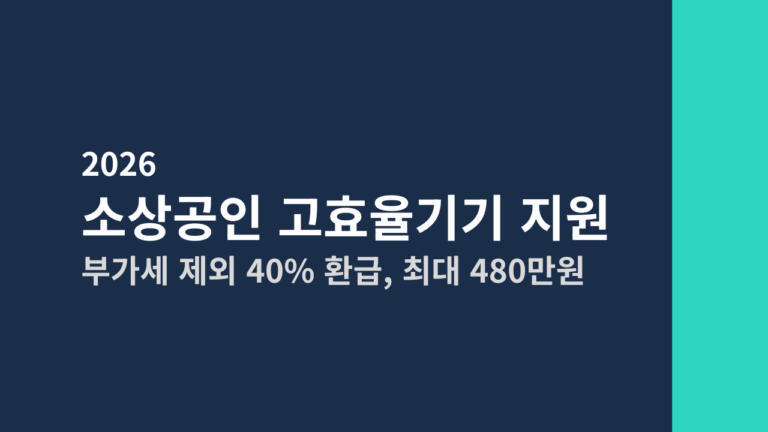 [2026] 한전 소상공인 고효율기기 지원사업 신청방법 (구매가·부가세 제외 40% 환급, 최대 480만원)